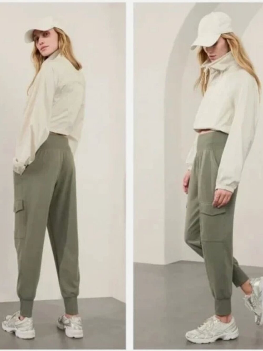 ATHLETA LARGE Venice High Rise Cargo Jogger | Moss Green #410789